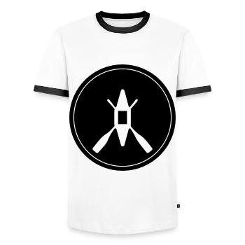 Cercle d’icônes de canoë - T-shirt contrasté Homme - blanc/noir - Devant - AI Model Female 172 light (172cm) & AI Model Male 178 dark (178cm)