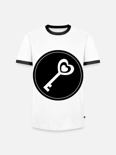 Key heart wedding circle - Men's Ringer Shirt - white/black