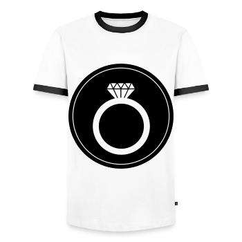 Eheringe symbol Kreis - Männer Kontrast-T-Shirt - Weiß/Schwarz - Vorne - AI Model Female 172 light (172cm) & AI Model Male 178 dark (178cm)