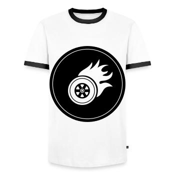 Cercle de tir de pneu - T-shirt contrasté Homme - blanc/noir - Devant - AI Model Female 172 light (172cm) & AI Model Male 178 dark (178cm)