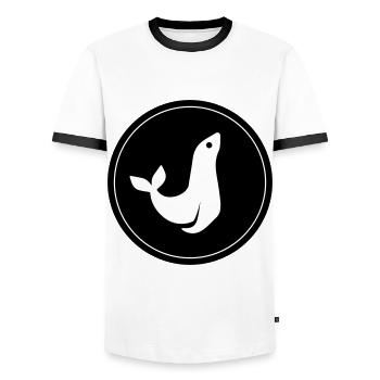 seal animal circle - Men's Ringer Shirt - white/black - Front - AI Model Female 172 light (172cm) & AI Model Male 178 dark (178cm)