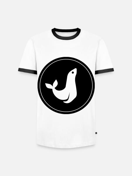 seal animal circle - Men's Ringer Shirt - white/black