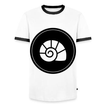 Cercle de symboles de coquille - T-shirt contrasté Homme - blanc/noir - Devant - AI Model Female 172 light (172cm) & AI Model Male 178 dark (178cm)