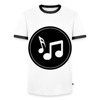 Notes de musique - T-shirt contrasté Homme - blanc/noir - Devant - AI Model Female 172 light (172cm) & AI Model Male 178 dark (178cm)