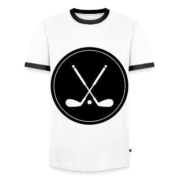 Golf symbol - Männer Kontrast-T-Shirt - Weiß/Schwarz - Vorne - AI Model Female 172 light (172cm) & AI Model Male 178 dark (178cm)