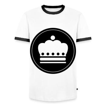 Krone icon - Men's Ringer Shirt - white/black - Front - AI Model Female 172 light (172cm) & AI Model Male 178 dark (178cm)