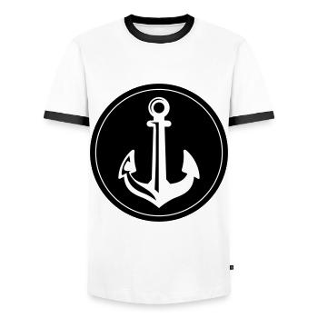 Icône de l’icône d’ancrage - T-shirt contrasté Homme - blanc/noir - Devant - AI Model Female 172 light (172cm) & AI Model Male 178 dark (178cm)