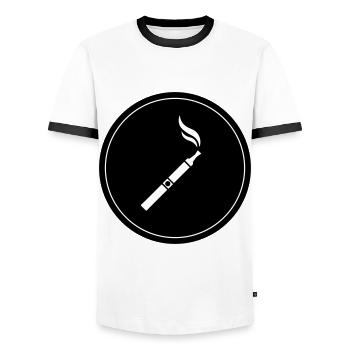 E-Zigarette Silhouette - Männer Kontrast-T-Shirt - Weiß/Schwarz - Vorne - AI Model Female 172 light (172cm) & AI Model Male 178 dark (178cm)
