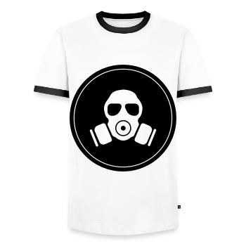 Gasmaske Symbol - Männer Kontrast-T-Shirt - Weiß/Schwarz - Vorne - AI Model Female 172 light (172cm) & AI Model Male 178 dark (178cm)