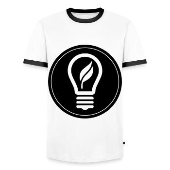 Light bulb icon - Men's Ringer Shirt - white/black - Front - AI Model Female 172 light (172cm) & AI Model Male 178 dark (178cm)