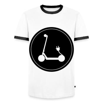 E-roller Icon - Männer Kontrast-T-Shirt - Weiß/Schwarz - Vorne - AI Model Female 172 light (172cm) & AI Model Male 178 dark (178cm)