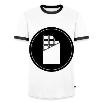 Chocolate Icon Icon - Men's Ringer Shirt - white/black - Front - AI Model Female 172 light (172cm) & AI Model Male 178 dark (178cm)