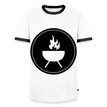 Grill Icon Symbol - Men's Ringer Shirt - white/black - Front - AI Model Female 172 light (172cm) & AI Model Male 178 dark (178cm)