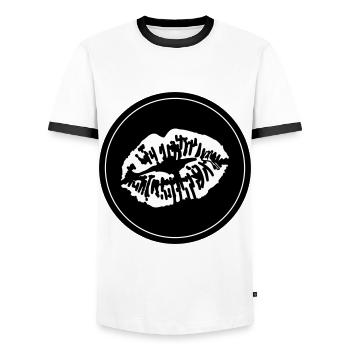 Lips Mouth - Men's Ringer Shirt - white/black - Front - AI Model Female 172 light (172cm) & AI Model Male 178 dark (178cm)