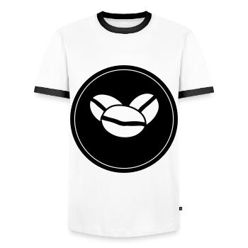 Coffee bean icon - Men's Ringer Shirt - white/black - Front - AI Model Female 172 light (172cm) & AI Model Male 178 dark (178cm)