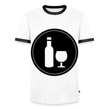 Wine Red Wine - Men's Ringer Shirt - white/black - Front - AI Model Female 172 light (172cm) & AI Model Male 178 dark (178cm)