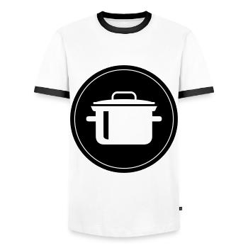 kochtopf kochen - Männer Kontrast-T-Shirt - Weiß/Schwarz - Vorne - AI Model Female 172 light (172cm) & AI Model Male 178 dark (178cm)