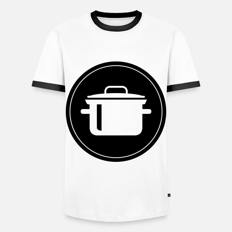 Cuisson d’une casserole - T-shirt contrasté Homme - blanc/noir