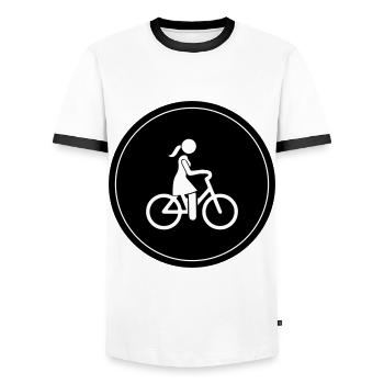 Cycling Bike Icon - Men's Ringer Shirt - white/black - Front - AI Model Female 172 light (172cm) & AI Model Male 178 dark (178cm)