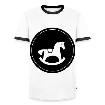 Schauckelpferd Spielzeug Baby - Männer Kontrast-T-Shirt - Weiß/Schwarz - Vorne - AI Model Female 172 light (172cm) & AI Model Male 178 dark (178cm)