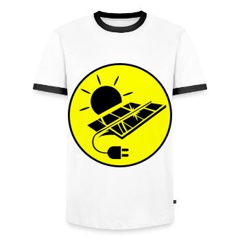Photovoltaic System Symbol Solar Energy - Men's Ringer Shirt - white/black - Front - AI Model Female 172 light (172cm) & AI Model Male 178 dark (178cm)