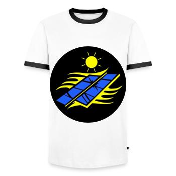 Photovoltaic solar energy - Men's Ringer Shirt - white/black - Front - AI Model Female 172 light (172cm) & AI Model Male 178 dark (178cm)