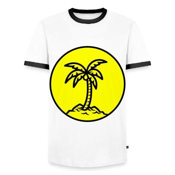 Symbole de Palm Island Été - T-shirt contrasté Homme - blanc/noir - Devant - AI Model Female 172 light (172cm) & AI Model Male 178 dark (178cm)