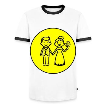 Icône de couple marié de jeunes mariés - T-shirt contrasté Homme - blanc/noir - Devant - AI Model Female 172 light (172cm) & AI Model Male 178 dark (178cm)