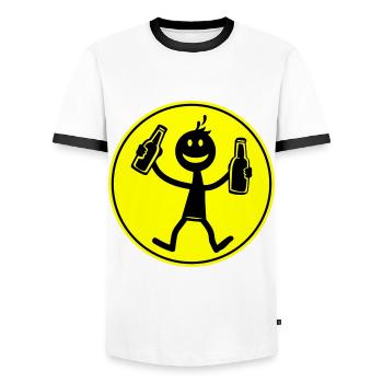 Drinking Bier - Männer Kontrast-T-Shirt - Weiß/Schwarz - Vorne - AI Model Female 172 light (172cm) & AI Model Male 178 dark (178cm)