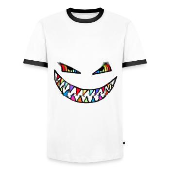 Rainbow Monster Shark Teeth Regenbogen Farben - Männer Kontrast-T-Shirt - Weiß/Schwarz - Vorne - AI Model Female 172 light (172cm) & AI Model Male 178 dark (178cm)