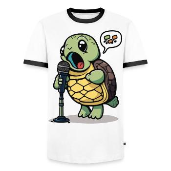 Jokester Turtle - Men's Ringer Shirt - white/black - Front - AI Model Female 172 light (172cm) & AI Model Male 178 dark (178cm)