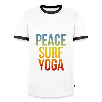 Peace Surf Yoga - Männer Kontrast-T-Shirt - Weiß/Schwarz - Vorne - AI Model Female 172 light (172cm) & AI Model Male 178 dark (178cm)