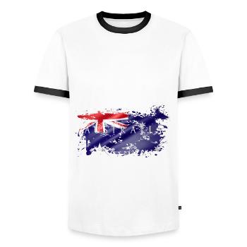 Australia Australia travel flag flag gift - Men's Ringer Shirt - white/black - Front - AI Model Female 172 light (172cm) & AI Model Male 178 dark (178cm)