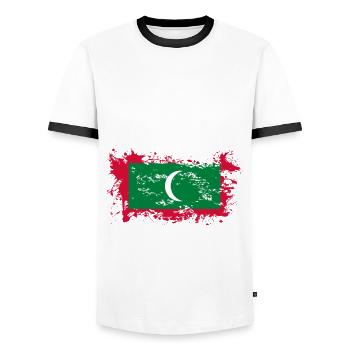 Maldives maldives asie drapeau drapeau tropiques voyage - T-shirt contrasté Homme - blanc/noir - Devant - AI Model Female 172 light (172cm) & AI Model Male 178 dark (178cm)