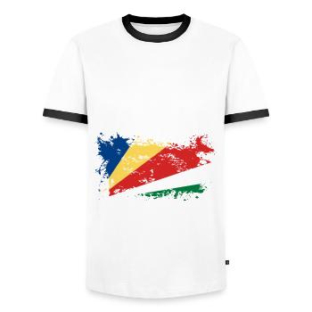 Seychelles Seychellen Afrika Flagge Fahne Land - Männer Kontrast-T-Shirt - Weiß/Schwarz - Vorne - AI Model Female 172 light (172cm) & AI Model Male 178 dark (178cm)