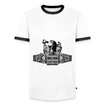 Techno Skull Totenkopf Krake Bass Boxen Rave Hard - Männer Kontrast-T-Shirt - Weiß/Schwarz - Vorne - AI Model Female 172 light (172cm) & AI Model Male 178 dark (178cm)