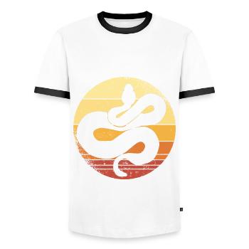 Snake - Men's Ringer Shirt - white/black - Front - AI Model Female 172 light (172cm) & AI Model Male 178 dark (178cm)