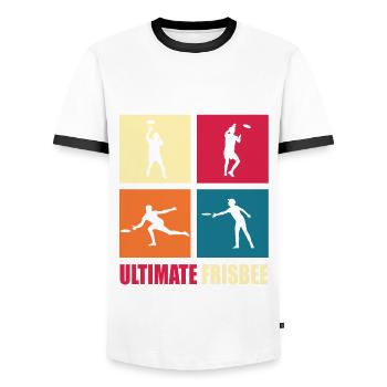Frisbee ultime - T-shirt contrasté Homme - blanc/noir - Devant - AI Model Female 172 light (172cm) & AI Model Male 178 dark (178cm)
