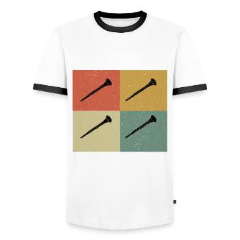 Oboes - Men's Ringer Shirt - white/black - Front - AI Model Female 172 light (172cm) & AI Model Male 178 dark (178cm)