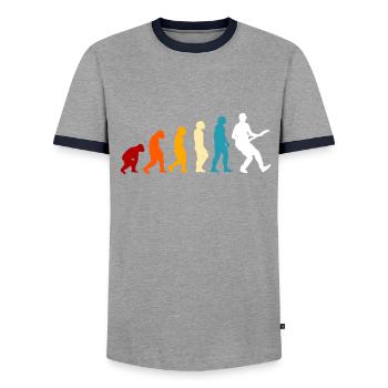 E-guitare Evolution - T-shirt contrasté Homme - gris/marine  - Devant - AI Model Female 172 light (172cm) & AI Model Male 178 light (178cm)