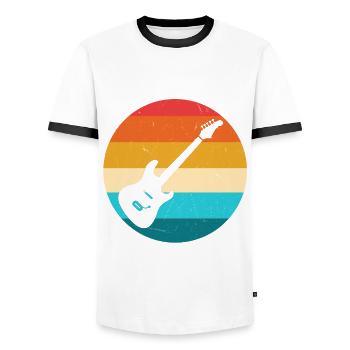 Guitare - T-shirt contrasté Homme - blanc/noir - Devant - AI Model Female 172 light (172cm) & AI Model Male 178 dark (178cm)