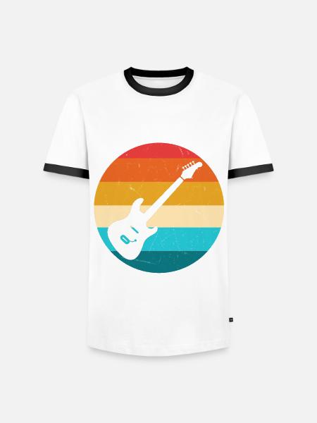 Guitare - T-shirt contrasté Homme - blanc/noir