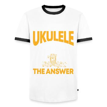 Ukulele - T-shirt contrasté Homme - blanc/noir - Devant - AI Model Female 172 light (172cm) & AI Model Male 178 dark (178cm)