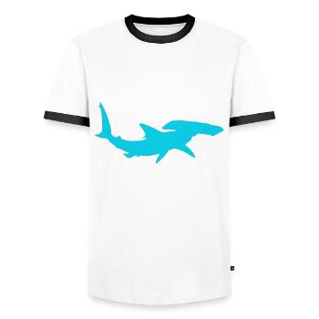 Hammerhead shark saying - Men's Ringer Shirt - white/black - Front - AI Model Female 172 light (172cm) & AI Model Male 178 dark (178cm)