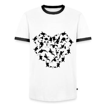 Orcas - Männer Kontrast-T-Shirt - Weiß/Schwarz - Vorne - AI Model Female 172 light (172cm) & AI Model Male 178 dark (178cm)