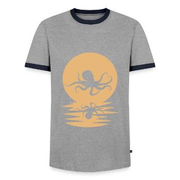 Octopus - Men's Ringer Shirt - grey/navy  - Front - AI Model Female 172 light (172cm) & AI Model Male 178 light (178cm)