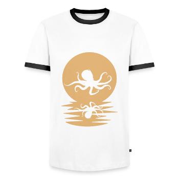 Oktopus - Männer Kontrast-T-Shirt - Weiß/Schwarz - Vorne - AI Model Female 172 light (172cm) & AI Model Male 178 dark (178cm)