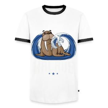 Morses - T-shirt contrasté Homme - blanc/noir - Devant - AI Model Female 172 light (172cm) & AI Model Male 178 dark (178cm)