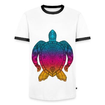 Tortue - T-shirt contrasté Homme - blanc/noir - Devant - AI Model Female 172 light (172cm) & AI Model Male 178 dark (178cm)