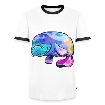 Manatee - Men's Ringer Shirt - white/black - Front - AI Model Female 172 light (172cm) & AI Model Male 178 dark (178cm)